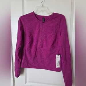 Lululemon Lab Reykur Long-Sleeve Henley Top Heathered Deep Fuschia Half Zip